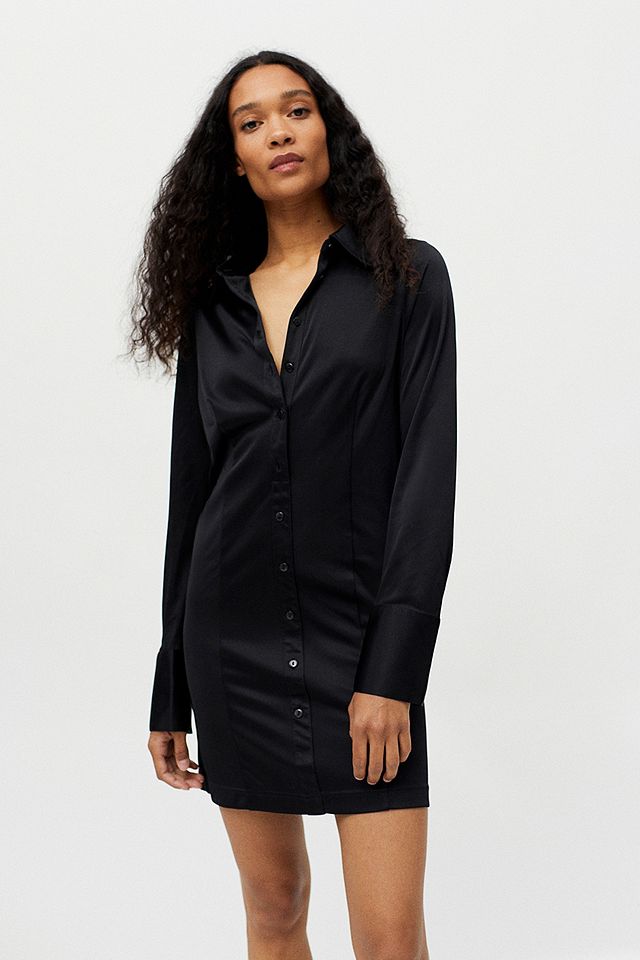 UO Sharon Button-Front Mini Shirt Dress | Urban Outfitters UK