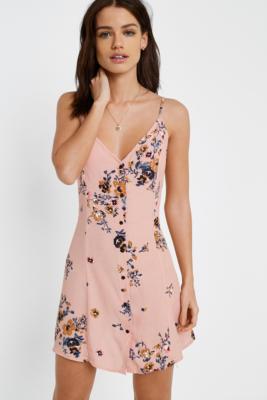 button through slip dress