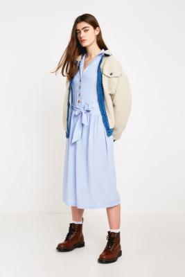 uo natalie linen belted shirt dress