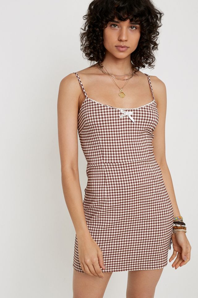 UO Tahoe Gingham Stretch Mini Dress | Urban Outfitters UK