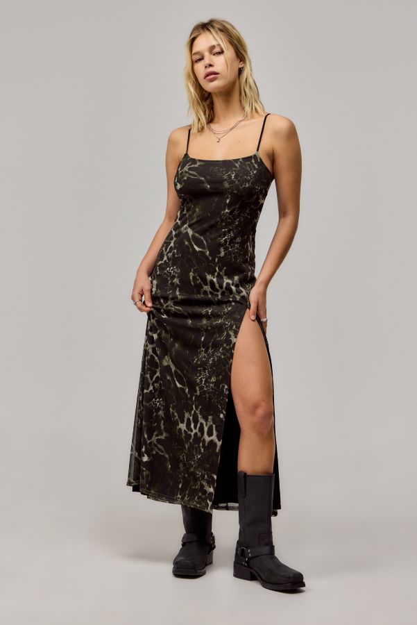 Slide View: 1: UO Leopard Camo Mesh Maxi Dress