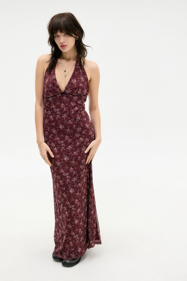 Slide View: 4: UO Floral Halterneck Mesh Maxi Dress