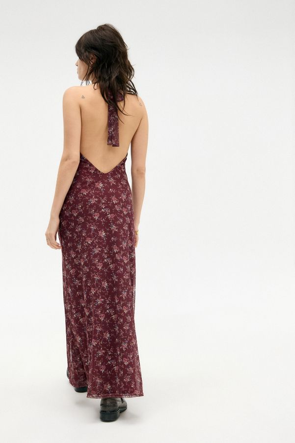 Slide View: 6: UO Floral Halterneck Mesh Maxi Dress