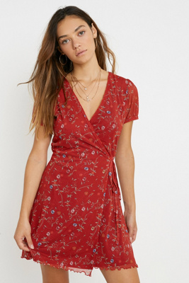 urban outfitters red wrap dress