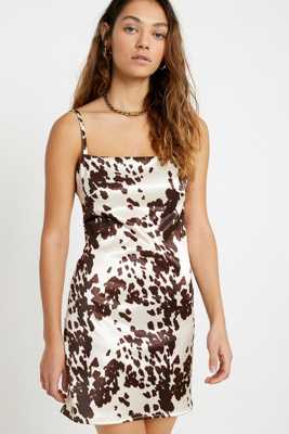 cow print slip dress