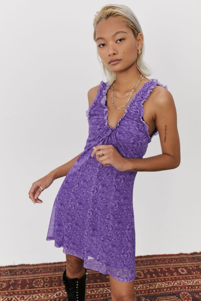 UO Maxwell Purple Swirl Mini Dress | Urban Outfitters UK