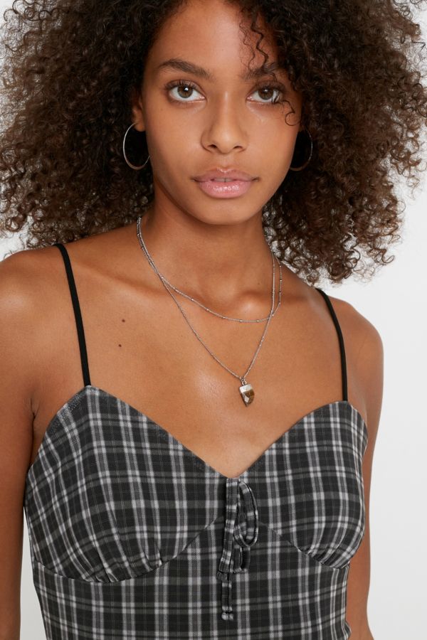 UO Elodie Black & White Check Mini Dress | Urban Outfitters UK