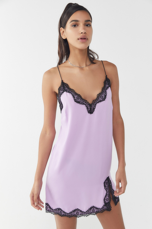 Out From Under Lilac Satin Slip Dress Urban Outfitters UK