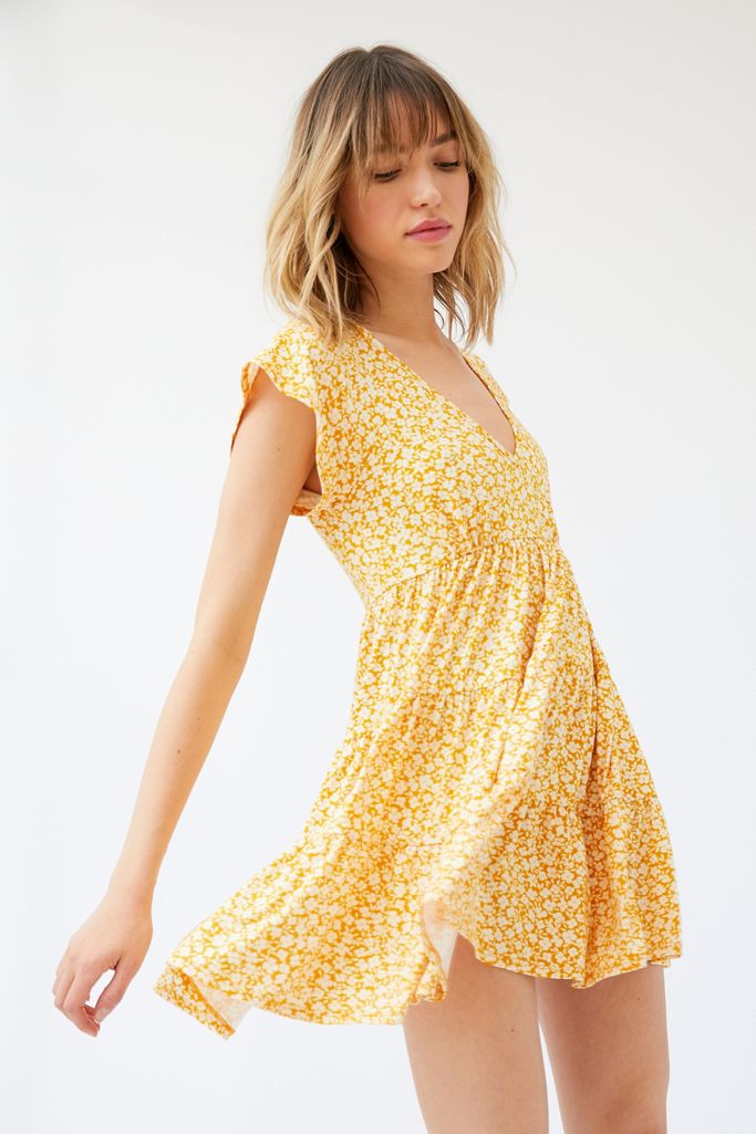 UO Julia Floral Tiered Ruffle Mini Dress | Urban Outfitters UK