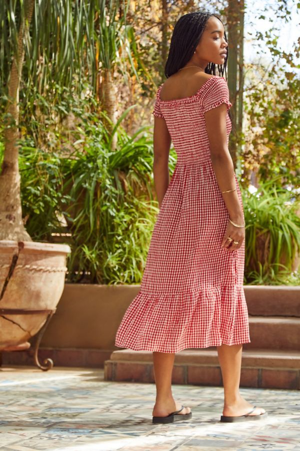 Vista de diapositivas: 4: Kimchi Blue Meadow Picnic Gingham Midi Dress