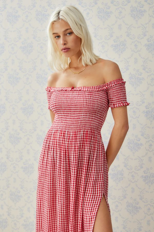 Slide View: 6: Kimchi Blue Meadow Picnic Gingham Midi Dress