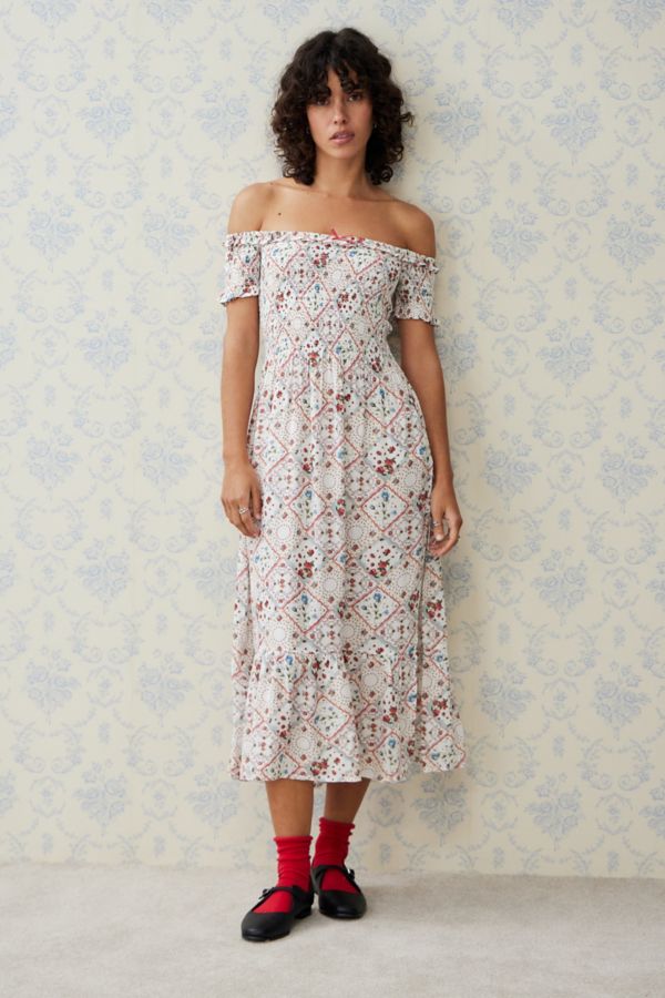 Vista diapositiva: 1: Kimchi Blue Meadow Picnic Floreale Abito Midi