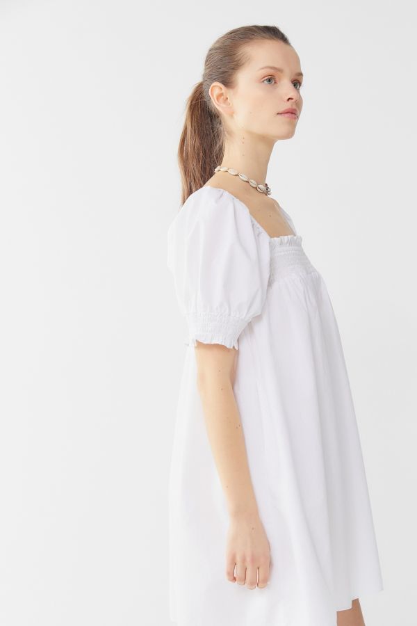 UO White Puff Sleeve Mini Dress | Urban Outfitters UK