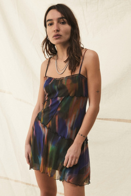 UO Moxie Multi Mesh Mini Slip Dress | Urban Outfitters UK