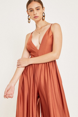 uo gia plunging shimmer jumpsuit