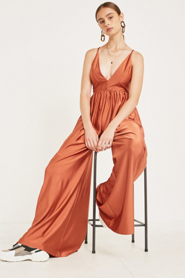 uo gia plunging shimmer jumpsuit