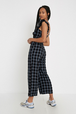 uo emerson gingham ruffle jumpsuit