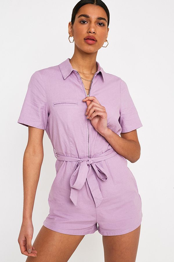 Slide View: 3: UO Hey Sunshine Lilac Playsuit