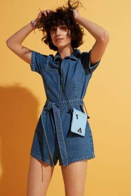 hello sunshine denim romper