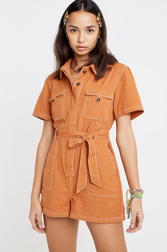 UO Stevie Canvas Playsuit | Urban Outfitters UK