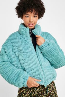 urban outfitters fluffy corduroy puffer jacket