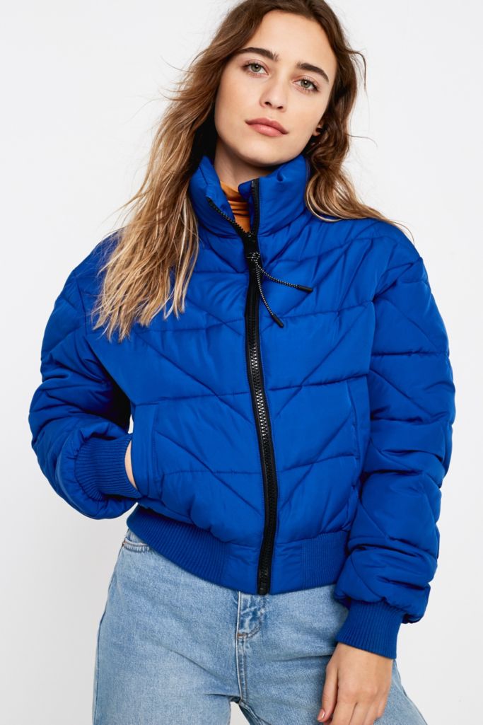 UO Blue Chevron Quilted Puffer Jacket | Urban Outfitters UK