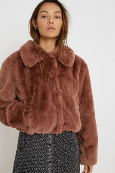 UO Faux Fur Crop Jacket | Urban Outfitters UK