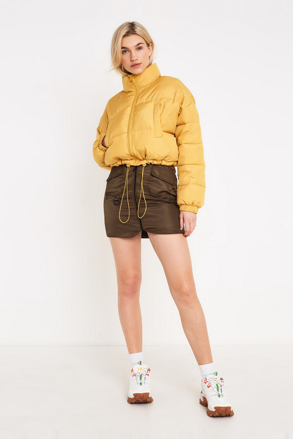 UO Yellow Crop Puffer Jacket Urban Outfitters UK