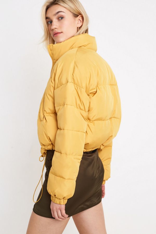 UO Yellow Crop Puffer Jacket Urban Outfitters UK