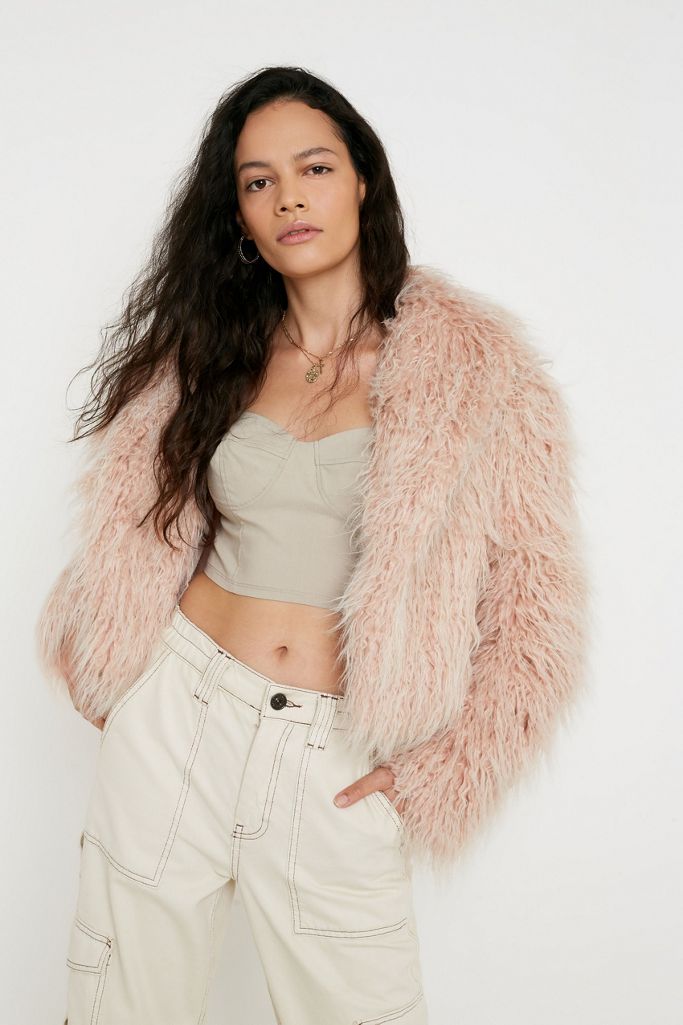 UO Fuzzy Faux Fur Jacket Urban Outfitters UK