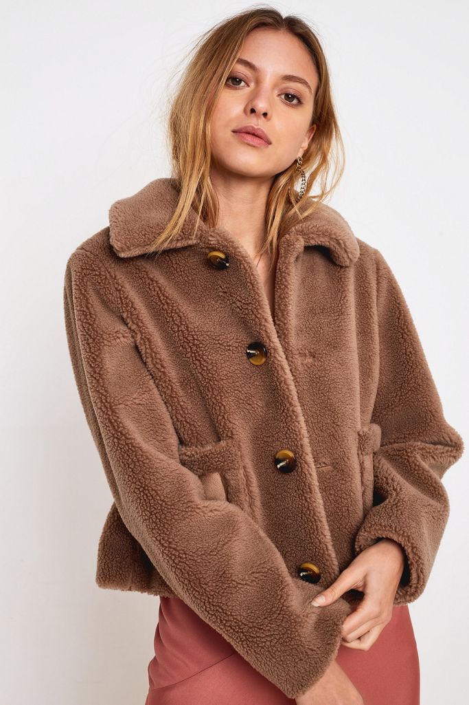 UO Faux Shearling Crop Coat | Urban Outfitters UK