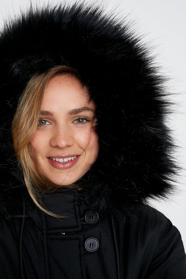 UO Angelica Faux Fur Hood Bomber Jacket Urban Outfitters UK