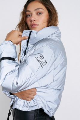 hooded reflective puffer jacket