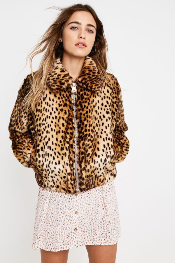 UO Leopard Print Faux Fur Jacket | Urban Outfitters UK