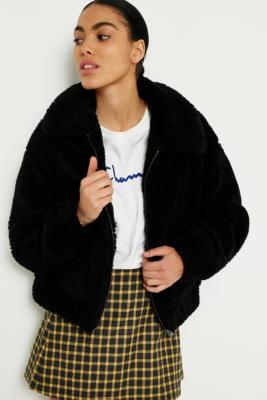 black teddy coat urban outfitters