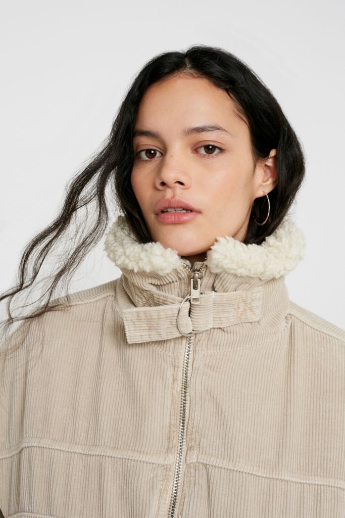 BDG Cord and Borg Utility Beige Coat | Urban Outfitters UK