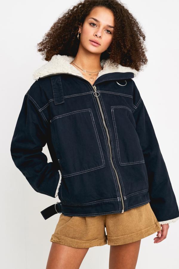 UO Black Borg Utility Jacket | Urban Outfitters UK