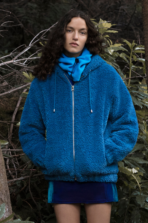 UO Blue Shaggy Teddy Hooded Jacket Urban Outfitters UK