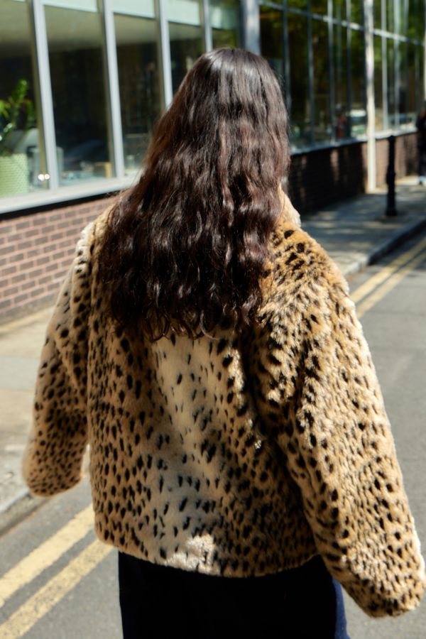 Slide View: 5: Silence + Noise Leopard Print Faux Fur Coat 