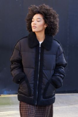 Kimchi Blue Borg Trim Puffer Coat