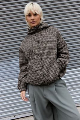 iets frans... Check Water Resistant Padded Shell Jacket