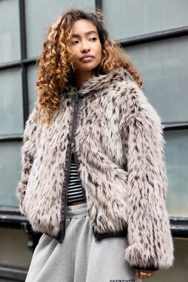 Silence + Noise Reversible Faux Fur Bomber Jacket