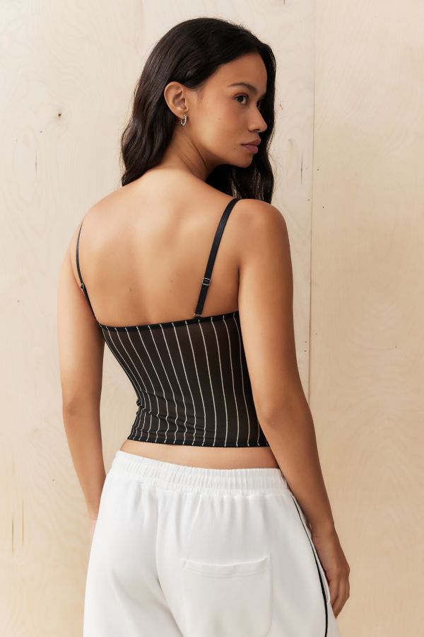 Slide View: 3: Out From Under Pinstripe Mesh Corset