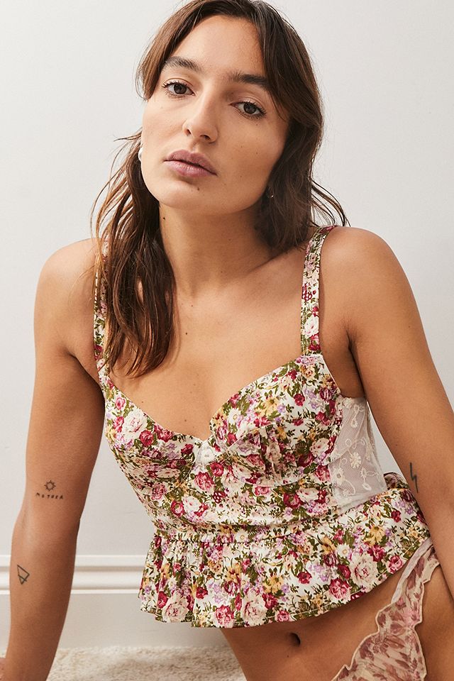 Out From Under Lennon White Floral Corset Urban Outfitters
