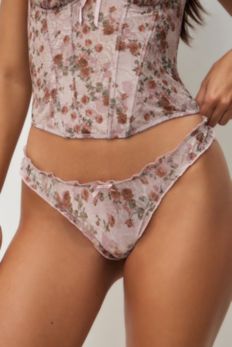 Slide View: 2: Out From Under Electra Floral Mesh Thong