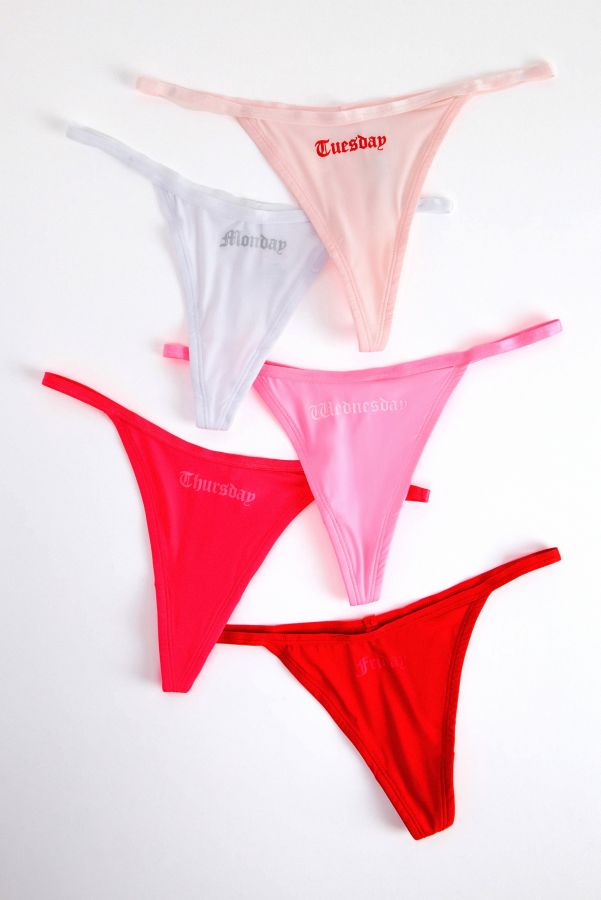 Slide View: 1: Juicy Couture Mon-Fri Thongs 5-Pack