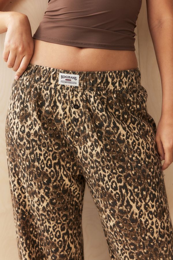 Slide View: 2: BDG Leopard Print Straight-Leg Trousers