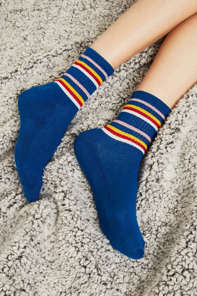Sporty Rainbow Stripe Blue Tube Socks Urban Outfitters UK