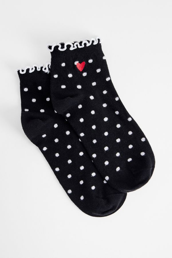 Slide View: 3: Out From Under Polka Dot Heart Lettuce-Edge socks