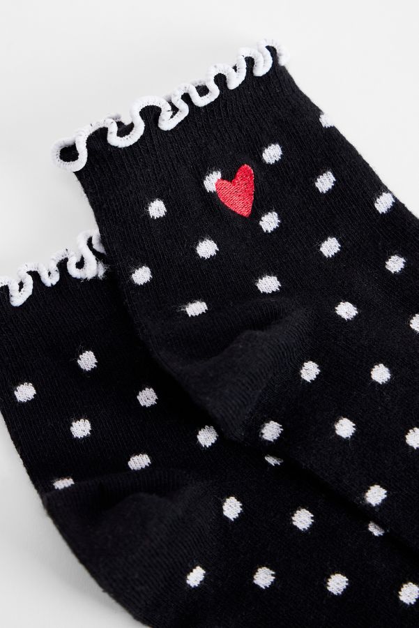 Slide View: 4: Out From Under Polka Dot Heart Lettuce-Edge socks